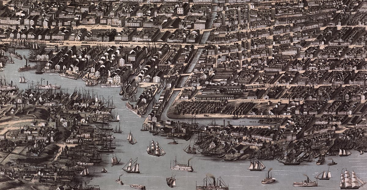 Baltimore, bird’s-eye view, 1869
