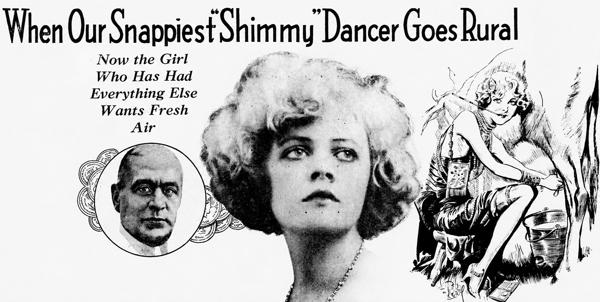 Hilda Ferguson posing with a cow, Indianapolis Sunday Star Magazine, September 9, 1928
