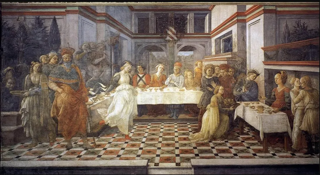 Fra Filippo Lippi, Herod's Banquet (c. 1460-64): Salome dances before Herod's guests