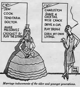 Cartoon mocking flapper marriageability from the July 1926 issue of Judge; public domain.