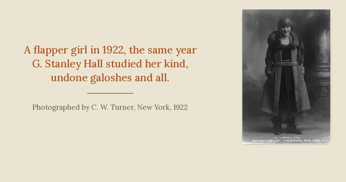 G. Stanley Hall and the flapper: Banner showing a 1922 photograph of a flapper girl